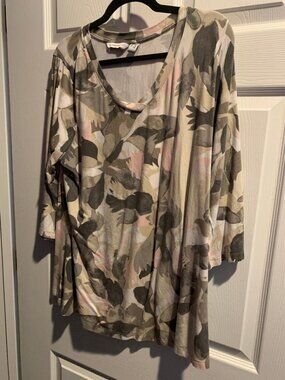 Isaac Mizrahi Live! Printed Swing Top with 3/4 Sleeve Size 1X